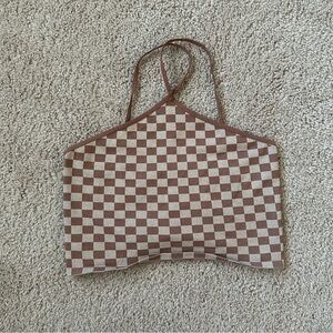 Free People Checkered Crop Top